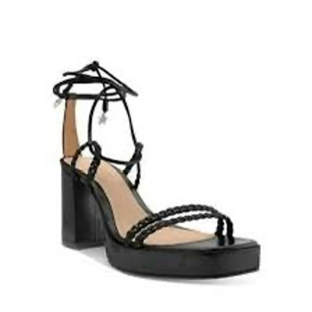 Schutz Lunah Plat black leather platform block heels size 7M